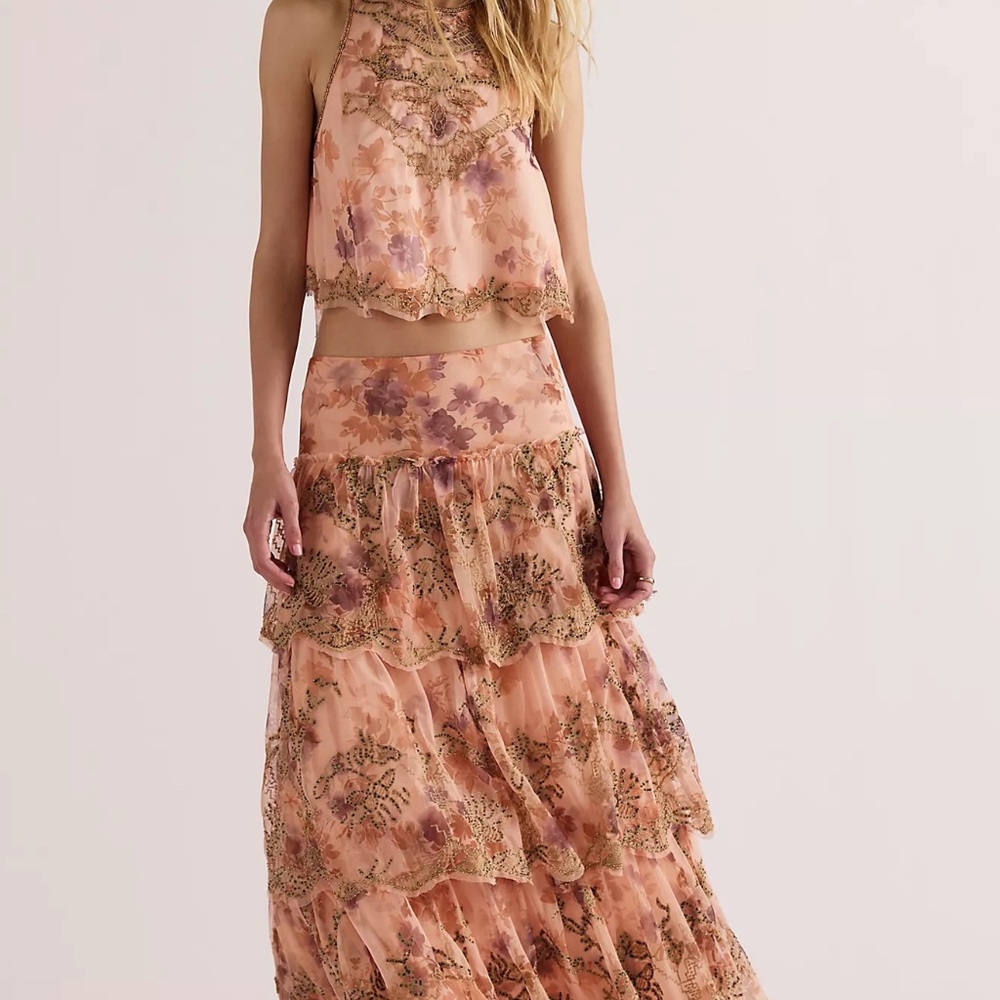 NWT Free People Maple Glow Maxi Skirt Set